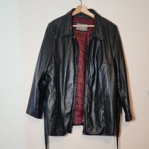 Wilsons Leather Black 3M Thinsulate Zip-up Belted Jacket Women's Plus XXL